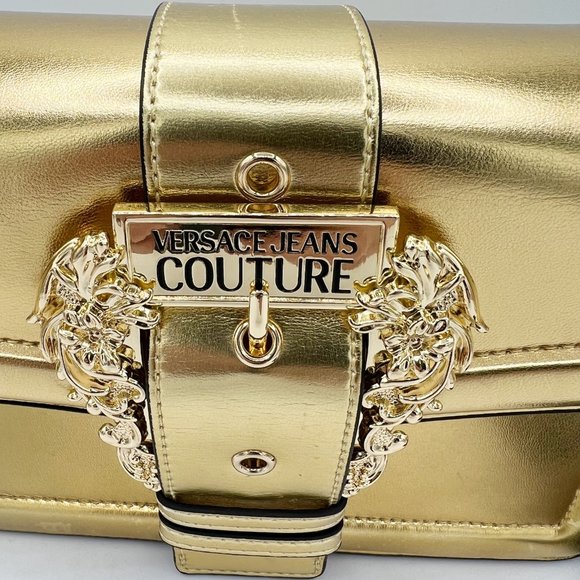 VERSACE COUTURE Gold Metallic Leather Shoulder Bag - Picture 7 of 13